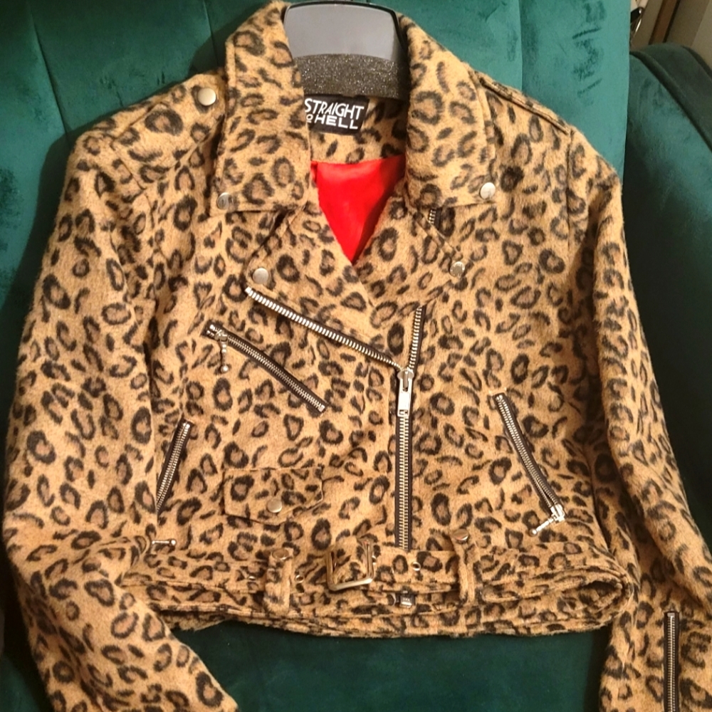 Leopard print moto jacket by Straight to Hell Apparel